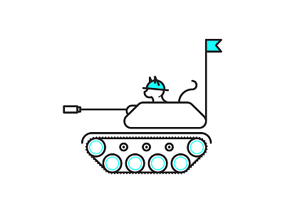 Kitty tank cat flag illustration line tank