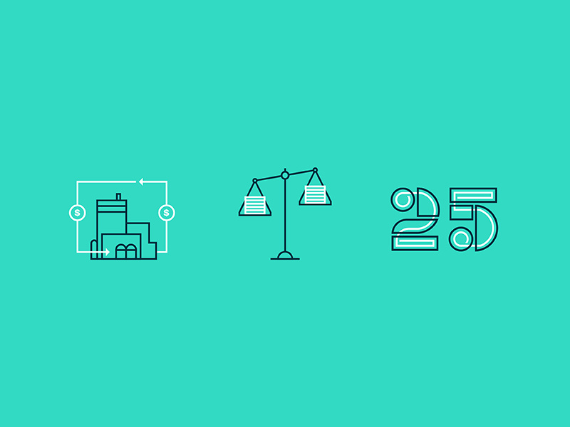 Editorial illustrations 25 number weight scale factory icon illustration