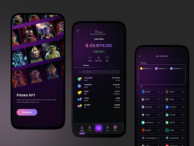 Pitaka Mobile App appdesign blockchain crypto crypto wallet dailyui design digital wallet dribbblers graphic design illustration logo mobile mobile app nft pitaka ui userexperience userinterface ux web3