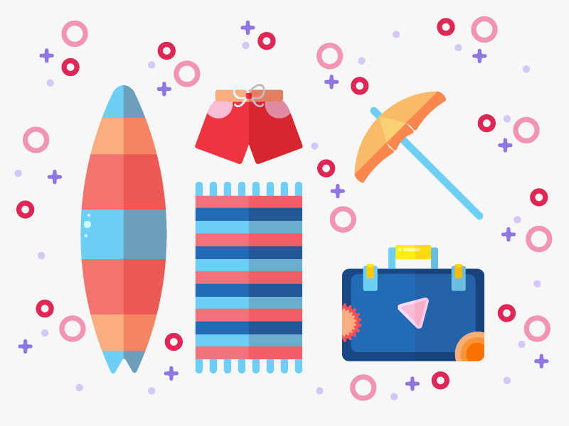 Beach necessities illustrator summer illustration