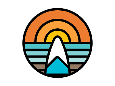 Sun & Surf icon illustration lines logo sun thick vector