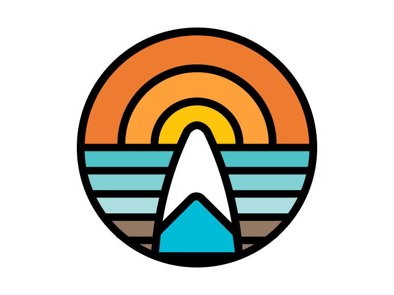 Sun & Surf lines thick vector icon sun illustration logo