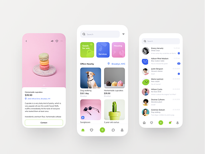 Selling & Buying App UI design app blue bright cards colors design figma green mobile mobileapp pink selling shopping ui uiux ux uxui