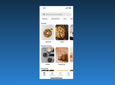 100 Day UI Challenge Day 43 - Food Drinks Menu 100dayuichallenge dailyuichallenge day43 design fooddrinksmenu mobile ui uiuxdesign ux