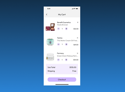 100 Daily UI Challenge Day 58 - Shopping Cart 100dayuichallenge dailyuichallenge day58 design mobile shoppingcart ui uiuxdesign ux