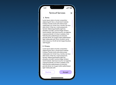Daily UI Challenge Day 89 - Terms of services 100dayuichallenge dailyuichallenge day89 design mobile termsofservices ui uiuxdesign ux