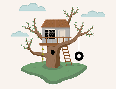 A house on a tree art house illustration illustration art illustrator tree иллюстрация рисунок