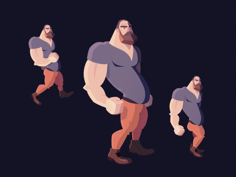 Big guy animation beard belly illustration man muscle strongman vector