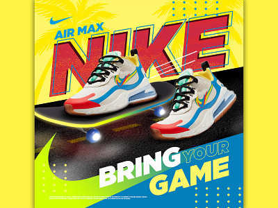 Nike Shoe Poster air bring your game design glow nike nike air max nike shoes photoshop photoshop editing photoshop manipulation poster poster art poster design posters shoe shoe design shoes skateboard tree