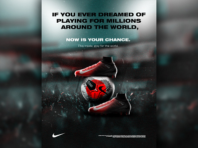 Nike Poster advertising banner brand dreams fifa football minimal nike nike shoes photoshop poster poster art poster design red shoe shoe design shoes app