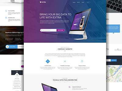 EXTRA business clean flat homepage product product website theme ui ux web website