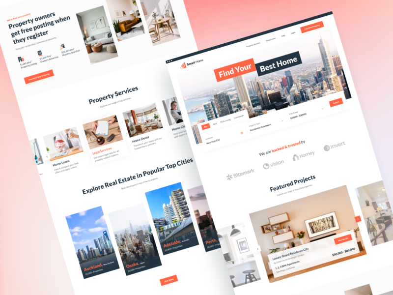 Landing page for Property Listing Services! 🏤 design property real estate realestate design ui ui design ui ux ux ux design visual design web design