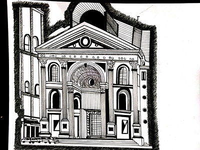 Sketch 1- Sant' Andrea Facade design drawing illustration sketching