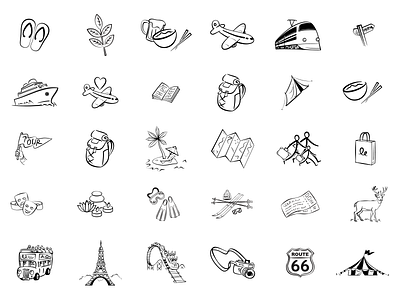 Hand Drawn Travel Icons drawn hand holiday icon monochrome transport travel vacation
