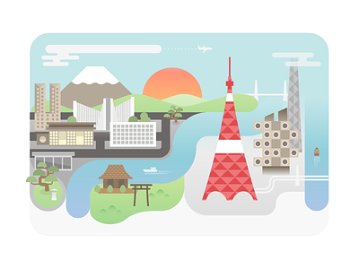 Tokyo Illustration fuji illustration nakagin retro tokyo travel vector