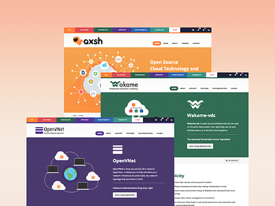 Axsh Website cloud flat header hero illustration menu nav ui web design website