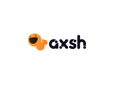 Axsh Logo black bubble circle cute dot face flat logo orange round rounded switch