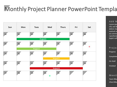 Monthly Project Planner calendar templates month calendars monthly project planner powerpoint design powerpoint presentation powerpoint templates presentation design project management project plan templates project planner project progress plan template