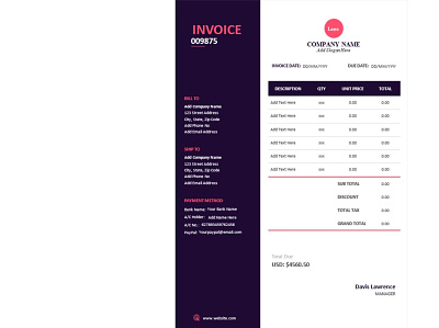 Blank invoice word template design business invoice creative invoice template invoice template invoive design word invoice template design word template