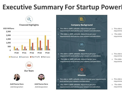 Executive summary for startup PowerPoint slide