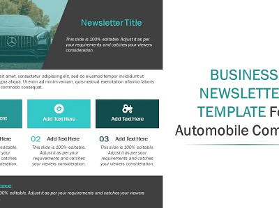 Business Newsletter Template For Automobile Company automobile newsletter business newsletter creative powerpoint templates onepage onepager powerpoint design powerpoint presentation powerpoint presentation slides powerpoint templates presentation design presentation template
