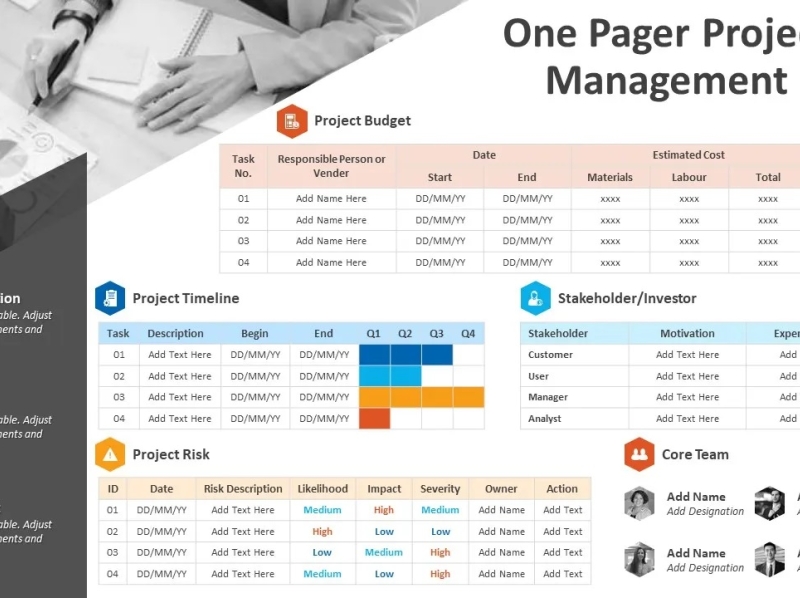 One Pager Project Management Powerpoint Slide By Kridha Graphics On Dribbble