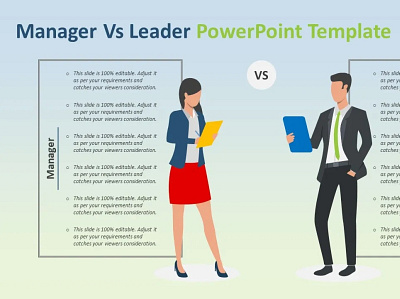 Manager Vs Leader PowerPoint Template creative powerpoint templates powerpoint design powerpoint presentation powerpoint presentation slides powerpoint templates presentation design presentation template responsibilities