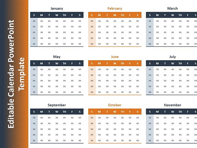 Editable Calendar PowerPoint Slide by Kridha Graphics on Dribbble