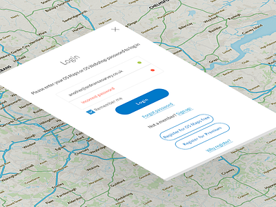 OS Maps Web Login box button design interaction login map password ui web