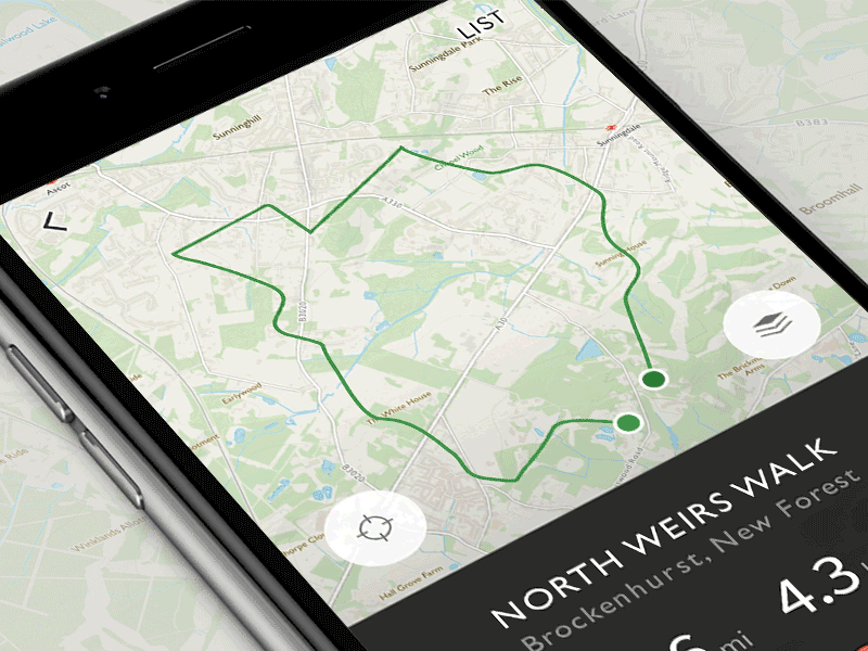 OS Maps - Pancake menu animation button contextual interaction map mobile prototype ui ux