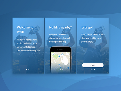 Refill App - Onboarding app blue interaction mobile onboarding product design ucd ux water