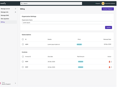 Billing design ui