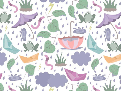 Monsoon Fun - Seamless Surface Pattern fun illustration illustrator monsoon pattern rain repeat surface pattern