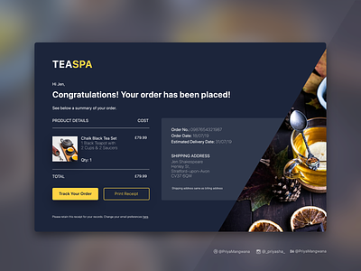 Email Receipt Design adobexd dailyui day017 email orderconfirmation orderfulfillment receipt sketch tea ui userexperience userinterface ux webdesign website