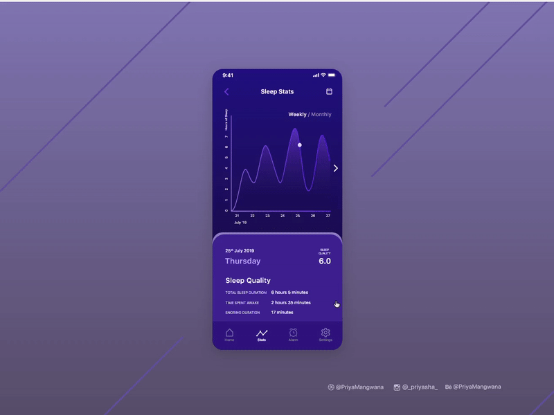 Sleep Statistics - App Screen