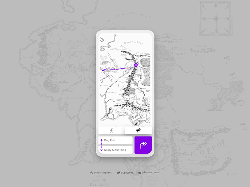 Map User Interface - Light & Dark Modes adobexd app dailyui darkmode gif lightmode lord of the rings lordoftherings map middle earth sketch ui userexperience userinterface ux