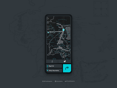 Map User Interface - Dark Mode adobexd app dailyui darkmode gif interactiondesign lightmode lord of the rings lordoftherings map middle earth sketch ui userexperience userinterface ux