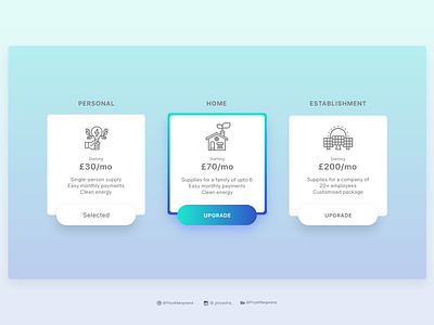 Pricing Plans for Clean Energy adobexd button design buttons dailyui featured gradient illustration pricing plan selection sketch ui userexperience userinterface ux webdesign