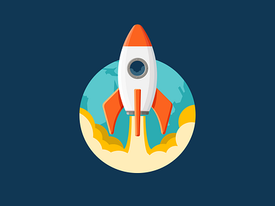 Rocket clean dribbble icon illustration machine orange psd rocket ui