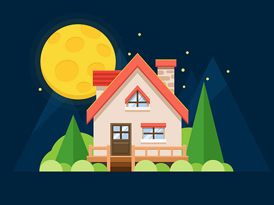 Chalet chalet clean dribbble icon illustration moon psd ui