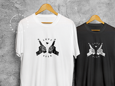 "Love Beer" Shirt Designs back and white badge black clothing concrete logo mockup screenprinting shirt white