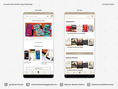 Goodreads - Mobile App Redesign app design ui