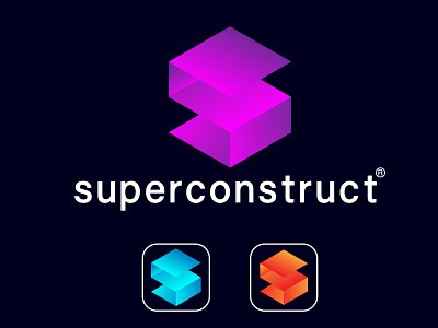 S letter superconstruct brand logo design