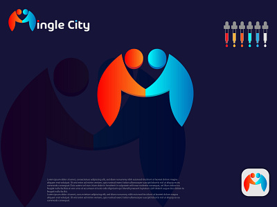 M letter Mingle City brand logo design