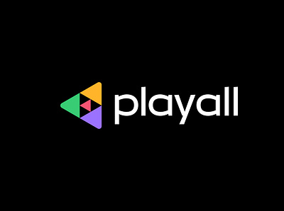Playall Logo Design branding clean logo flat icon iconic logo logo minimal modern logo play play all logo play logo playall tech logo technology logo typography
