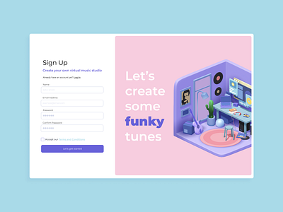 Virtual Music Studio - Sign Up page