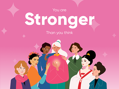 International Women's Day 2021 design 8 march art empowerment feminism feminist flat design flat illustration fridakahlo illustration illustration art march 8 pink strong women stronger ui women women empowerment women in illustration womens day