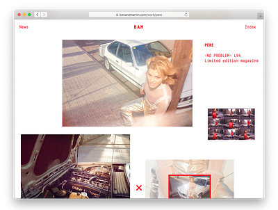BAM Project Pages cologne cursor interaction grid modular system photography web