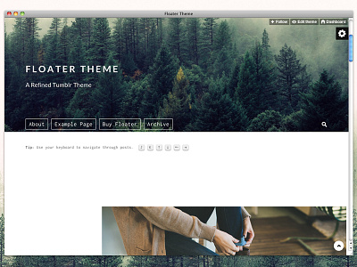 Floater Theme blog floater interface design keyboard keyboard controls responsive theme tumblr web design