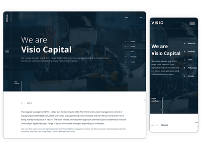 Visio Capital finance fintech redesign responsive design responsive website design south africa web design